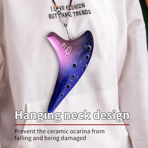 Image of inchOcean Notes inch 12 Hole Sweet Potato Ocarina Graceful Shape Pottery Ocarina in Alto C (Starry Purple)