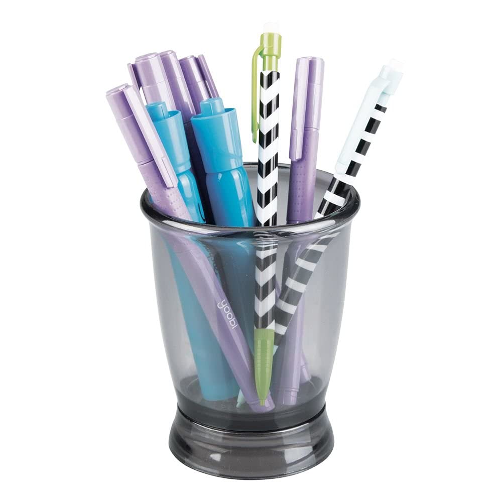 InterDesign Franklin Rustproof Multipurpose Plastic Tumbler Cup, Pen Stand for Study Table Stylish - (8.4 x 10.7) CM, Smoke 3