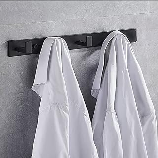 Towel Hooks Door, Bathroom Towel Hook, Coat Hooks Wall Mounted, Modern Coat Rack, Space Aluminum Toilet Hook, Hanging Towel Hook, Door Back Hook, Wall Hook Rack (Black)
