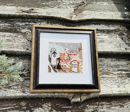 Image of RIOLIS City and Cats 610, Cat Lovers Cross Stitch Kit 5,12 inch x 5,12 inch, Cross Stitch Kits for Beginners & Advanced, Crossstitching Kits Adult, Counted Stitching Kits, Cat Embroidery Kit