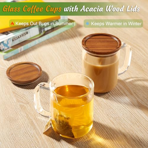Set 2 Tazas de Vidrio para Café 12 oz con Tapa Madera miniatura 4