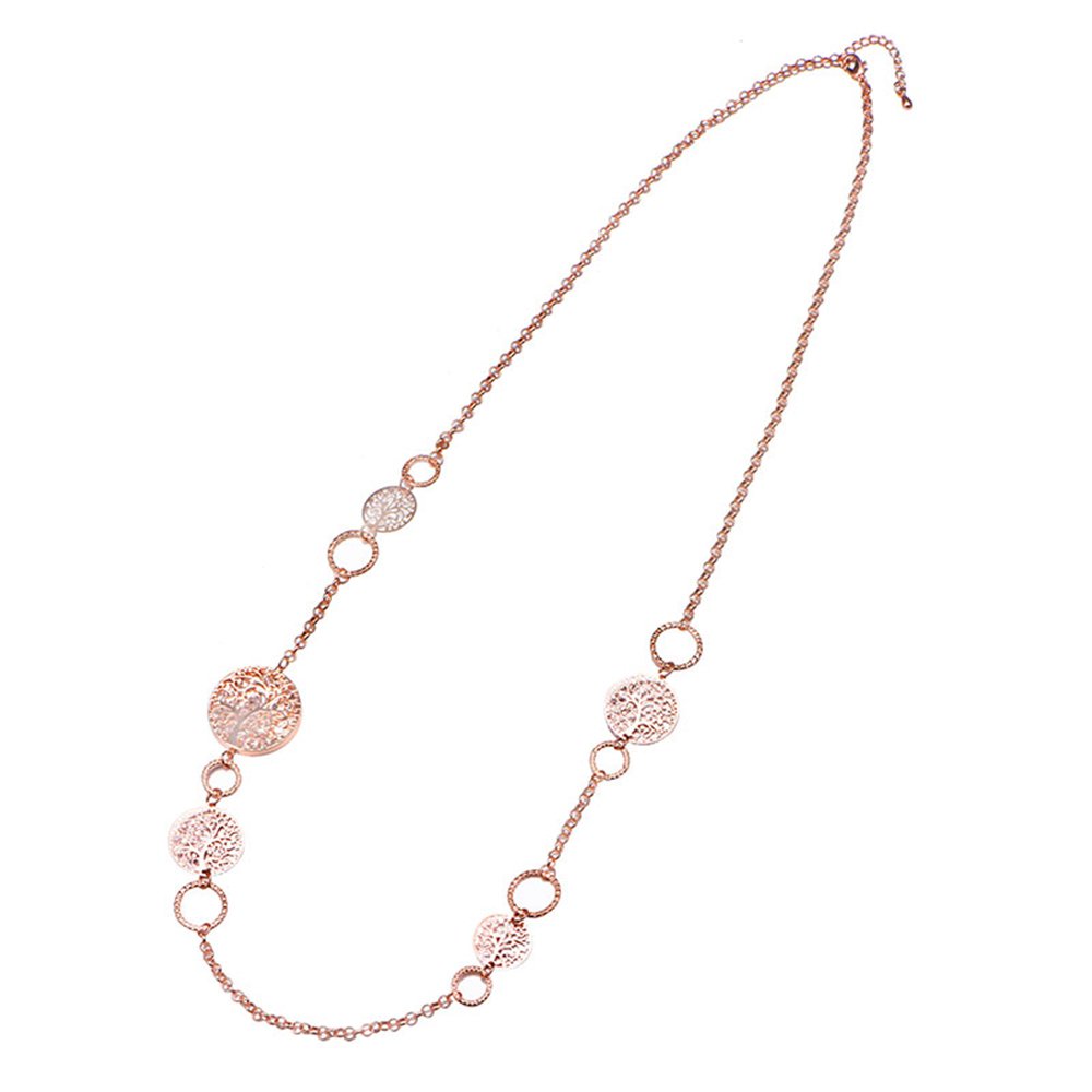 Ouran Collana lunga per le donne, collana catena albero della vita per le ragazze Collana in oro rosa e argento con collana di cristallo CZ