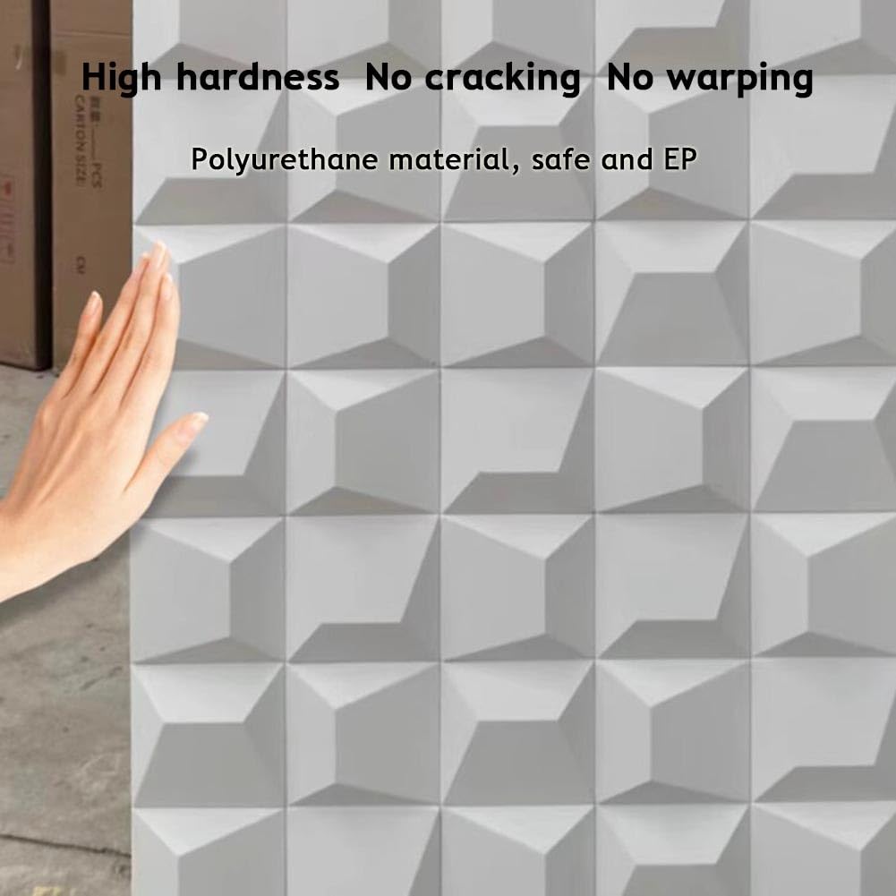Pu Panel ścienny 3D do dekoracji ścian wewnętrznych, wodoodporny, do cięcia, teksturowane cegły PU ze strukturą piramidy 3D, podwieszany panel sufitowy do salonu, sypialni, tło (czarny, 1 sztuka)