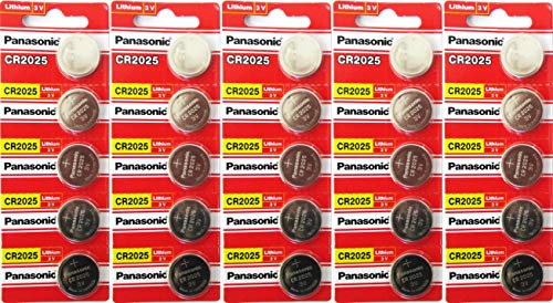 Panasonic CR2025 3 Volt Lithium Coin Battery 25 Pack
