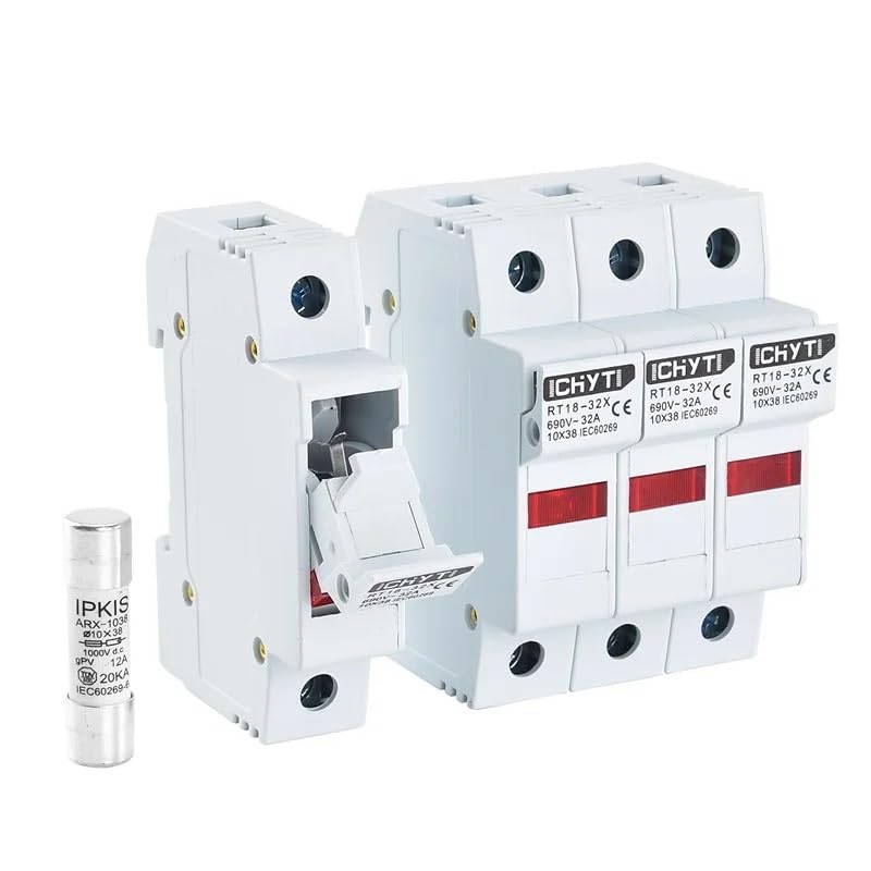 RT18-32X 1 Set 1/2/3/4 Poli 10x38 mm Ceramica Trasparente Bianco rapido Fusibile AC 690 V 32 A e portafusibile(2p White-1sets Fuse And Base,32A)