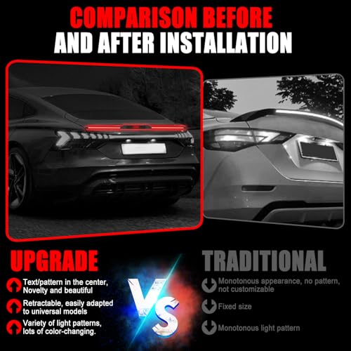 Car spoiler brake light strip Universal Car spoiler led light Exterior, 50inch three-stage rear led brake light spoiler lip kit,Third brake light strip with Brake Turn Running Signal (Standard STOP)