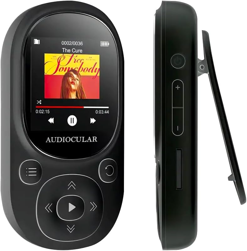 AUDIOCULAR M11 16GB MP3 Digital Player with Clip, Portable Bluetooth Music Player Support Upto128GB External Storage, Pedometer, FM Radio, Voice Recorder, E-Book, Stopwatch (16GB - Black)