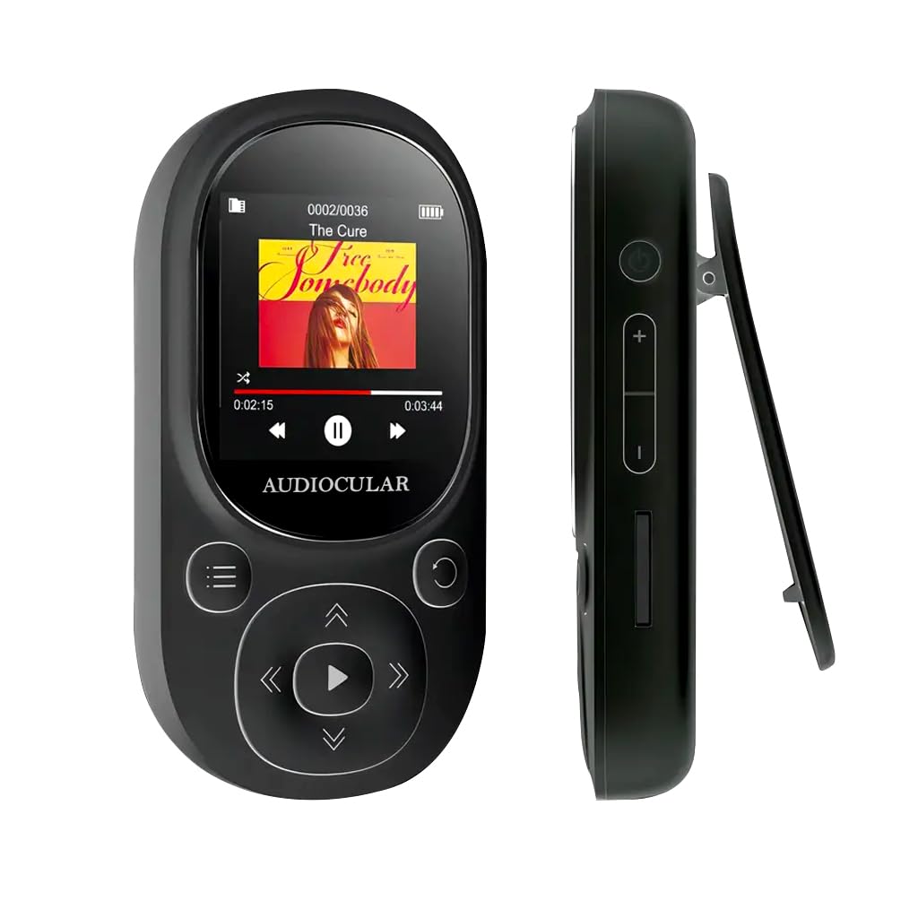 AUDIOCULAR M11 16GB MP3 Digital Player with Clip, Portable Bluetooth Music Player Support Upto128GB External Storage, Pedometer, FM Radio, Voice Recorder, E-Book, Stopwatch (16GB - Black)