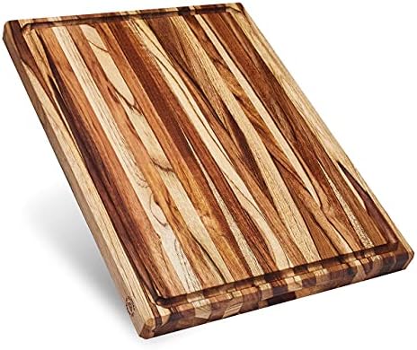 Sonder Los Angeles, XL Thick Teak Wood Cutting Board with Juice Groove, Sorting Compartments 20x15x1.5 in (Gift Box Included)