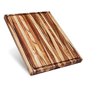 Sonder Los Angeles, XL Thick Teak Wood Cutting Board for Kitchen with Juice Groove, Sorting Compartments, Charcuterie Cheese Board 20x15x1.5 in (Gift Box Included)