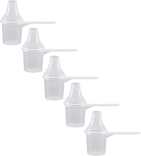Plastic Measuring Scoop with Funnel, The Scoopie, 2 Tbsp (29.6 cc | 1/8 Cup | 1 oz | 29.6 mL) Measuring Spoons for Powders, Coffee, Pet Food, Protein and Other Dry Goods (Pack of 5, Opaque, No Cap)
