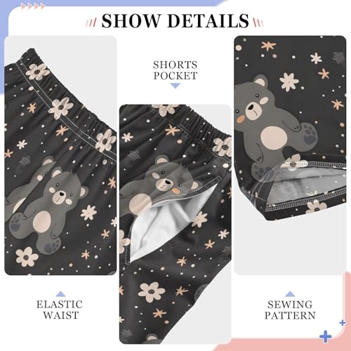ALAZA Cute Little Bear Cartoon Pajamas Bottoms with Pockets Comfy Pjs Sleepwear Elastic Waistband Pajamas Pants Lounge Pants for 6-14 Years4