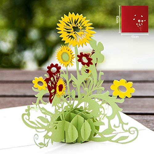 Paper Spiritz Sunflowers Pop Up Birthday Cards For Women, Mother's Day Card, Thanksgiving Cards，Anniversary Thank You Card For Husband Daughter Wife, Graduation Blank Card Wedding, With Envelopes All Occasions #TOP2
