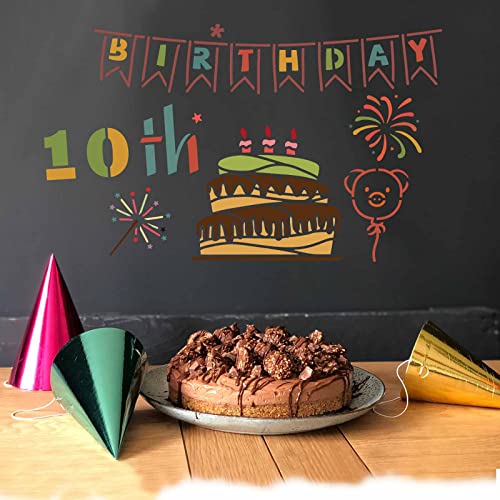 FINGERINSPIRE 8pcs Bithday Party Drawing Painting Stencils Templates 29.7x21cm Bithday Theme Templates Decoration Happy Bithday Drawing Stencil for Painting on Wood Wall and Fabric - Image 4