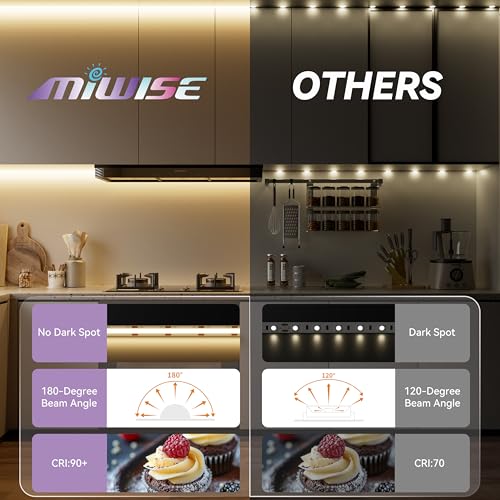 Image of MIWISE COB LED Strip Light,24V 3000K Warm White LED Strip Lights,32.8ft UL-Listed Super Bright Flexible LED Strip,Dotless High Density Cuttable for Cabinet Bedroom DIY Projects(No Adapter&Controller)