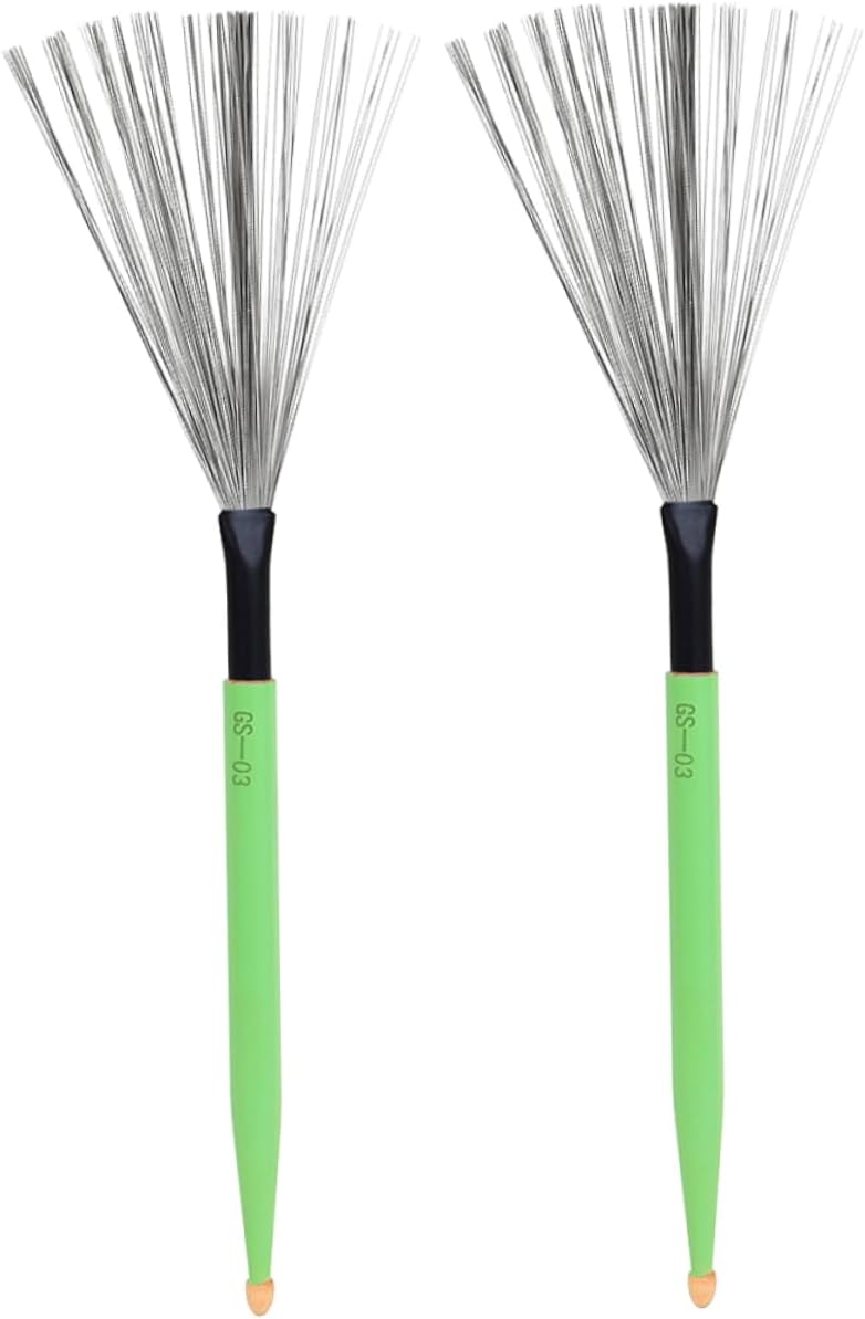TOYANDONA Maple Drum Sticks Brush Set Double-Headed Percussion Wire Brushes Wooden Handles for Jazz Drums and Cajon for Drummers and Music Enthusiasts
