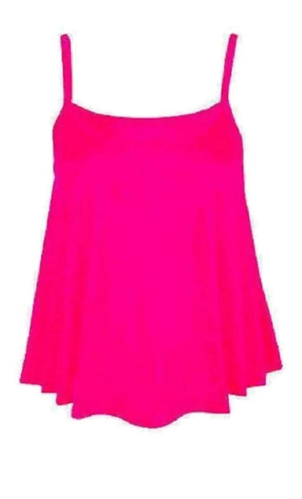 METLUQ M0D4 Ladies Stretch Bright Neon 3 Colours UK Size 8-22 Cami Vest Top (Neon Pink, UK 20-22 XXL)