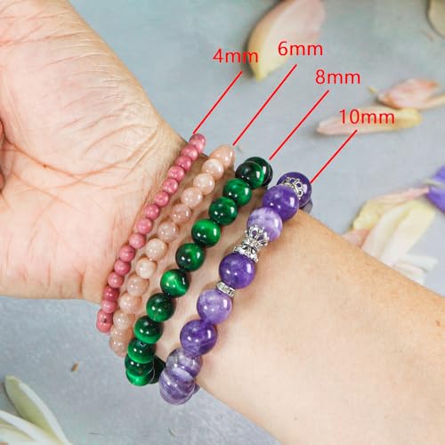 Naturstein Perlen Edelstein Perlen,45 stück 8mm Naturstein Rhodolith Edelsteinperlen Polierte Runde Edelsteine Zum Auffädeln Edelsteine Steinperlen für Armbänder Ketten DIY Schmuck Basteln