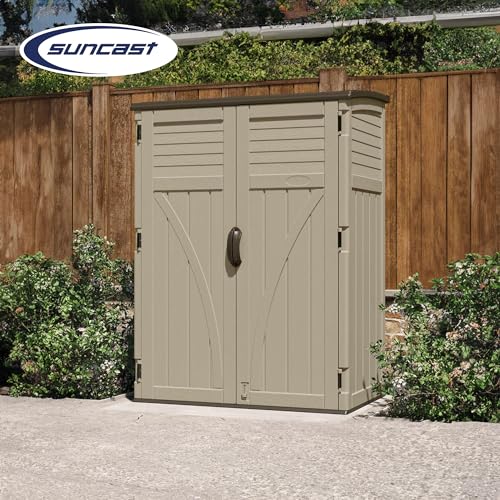 image for Suncast 54 Cubic Feet Vertical Storage Shed with Durable Plastic Const