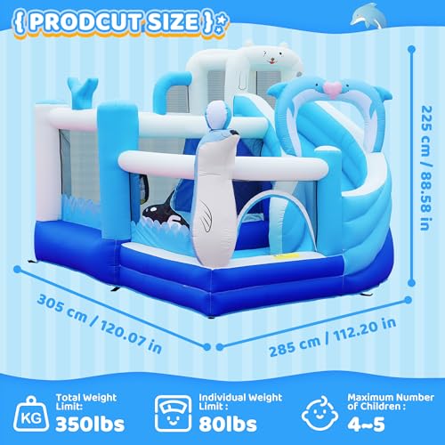 Bounce House for Kids Toddlers,Inflatable Slide Bouncer with Blower, Large Jumping Area, Ball Pit, Climbing Wall, Basketball Hoop, Target Game for Indoor Outdoor Play - Image 4