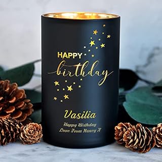 howson london Personalised Candle Cedarwood Cinnamon Sandalwood Candle Natural Coconut Wax Candle for Birthday Present Custom Gift for Her Him Girl Daughter Son Boyfriend up to 40 Hours (Stars)