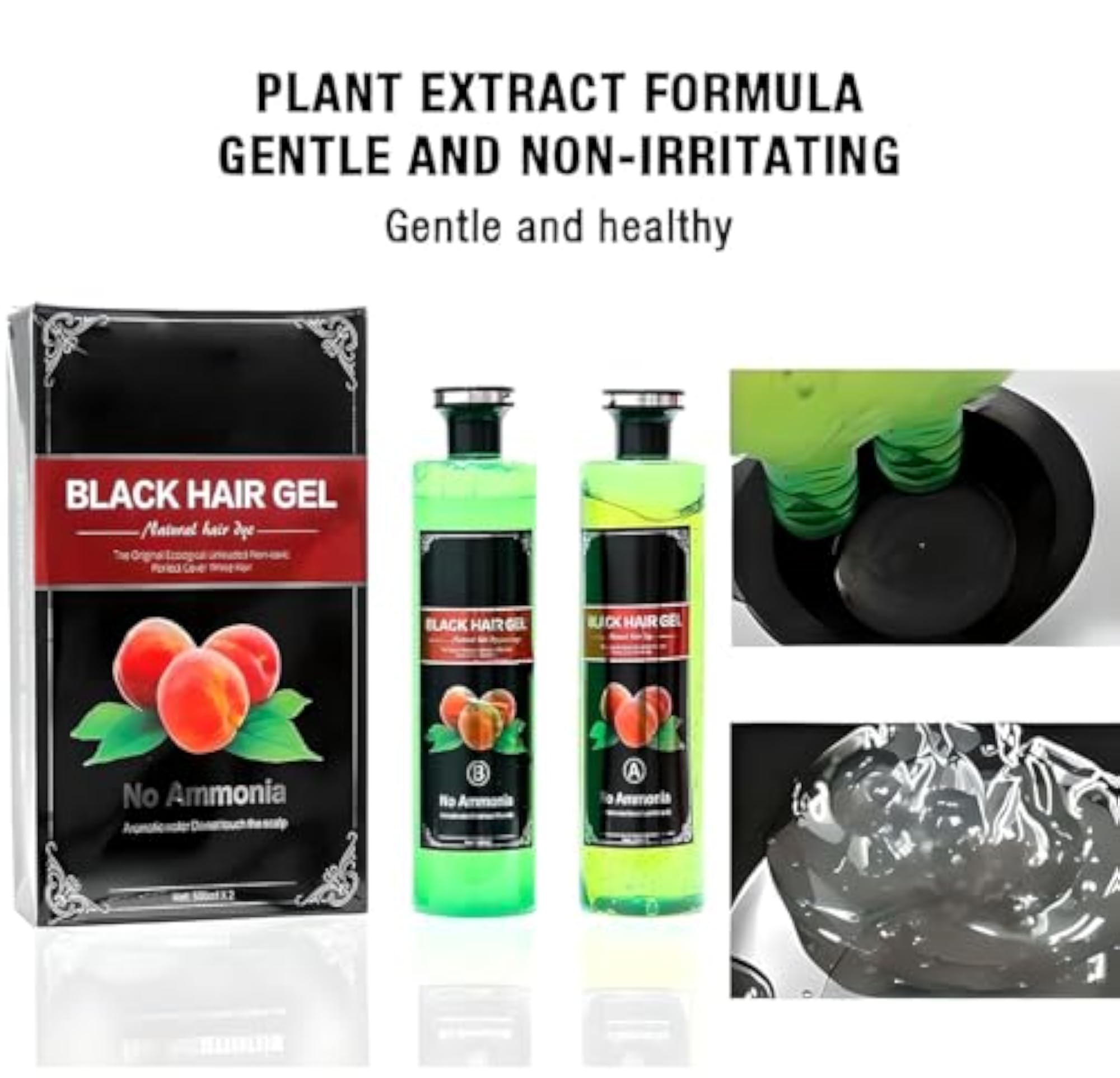 Black Hair Gel for Men & Women, 500ml x 2