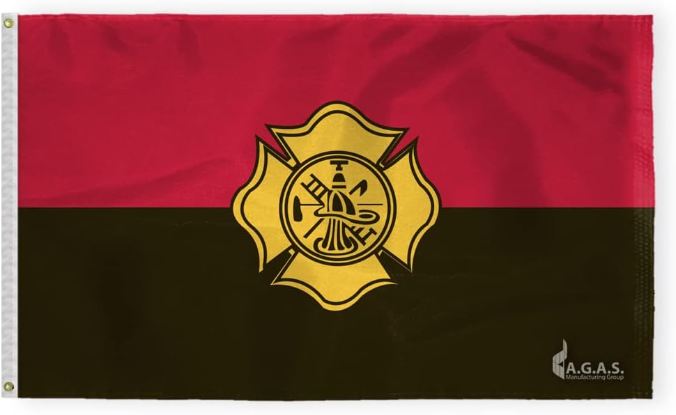 AGAS 3'x5' Ft Firefighter Remembrance/Firemen Memorial Flag, Civilian Service Flags-Printed on Economy Polyester, With Epoly Header & 2 Plated Grommets.