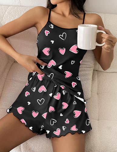 Image of Ekouaer Womens Cami Pajama Set Cute Printed Camisole Shorts Sleepwear | Tank Top and Shorts Lounge Set Soft Pjs for Daily Wear, Home, Party or Date Nights