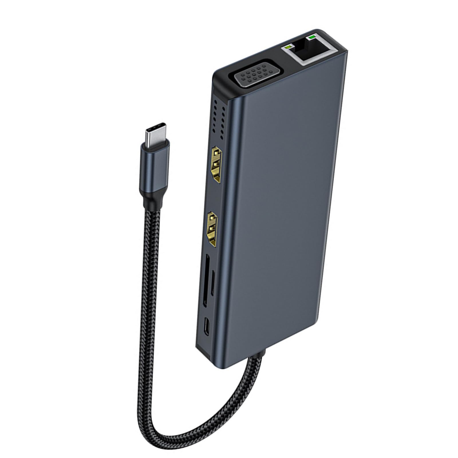 USB C Docking Station Doppio Monitor Adattatore 12 In 1 Adattatore USB C Con VGA Gigabit Ethernet 4 Lettore di Schede Porta USB3.0