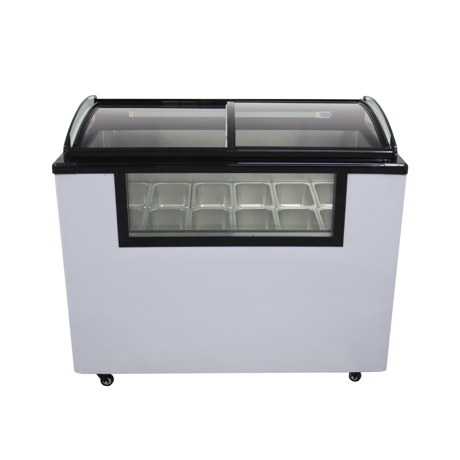 EQCOTWEA Commercial Ice Cream Dipping Cabinet Display Case Gelato Display Freezer 12 Large Displayed Pans With LED light 110V 170L