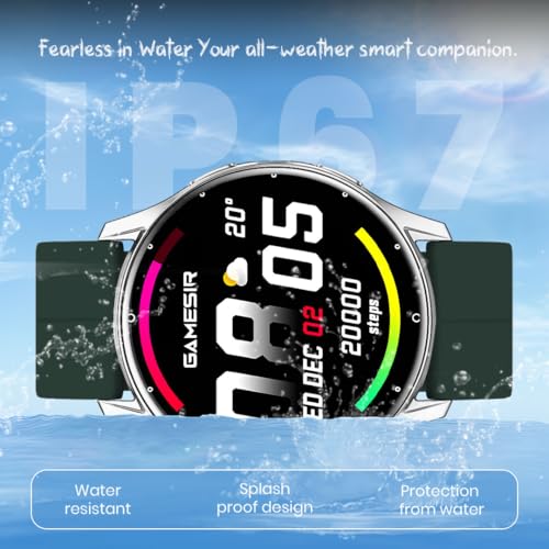 Image of GameSir Active 2 Smartwatch for Men & Women, 1.39 inch HD Round Display, Bluetooth Calling, Heart Rate & SPO₂, 100+ Sports Modes, IP67, Long Battery Life for Android & iOS (Magnetic Green)