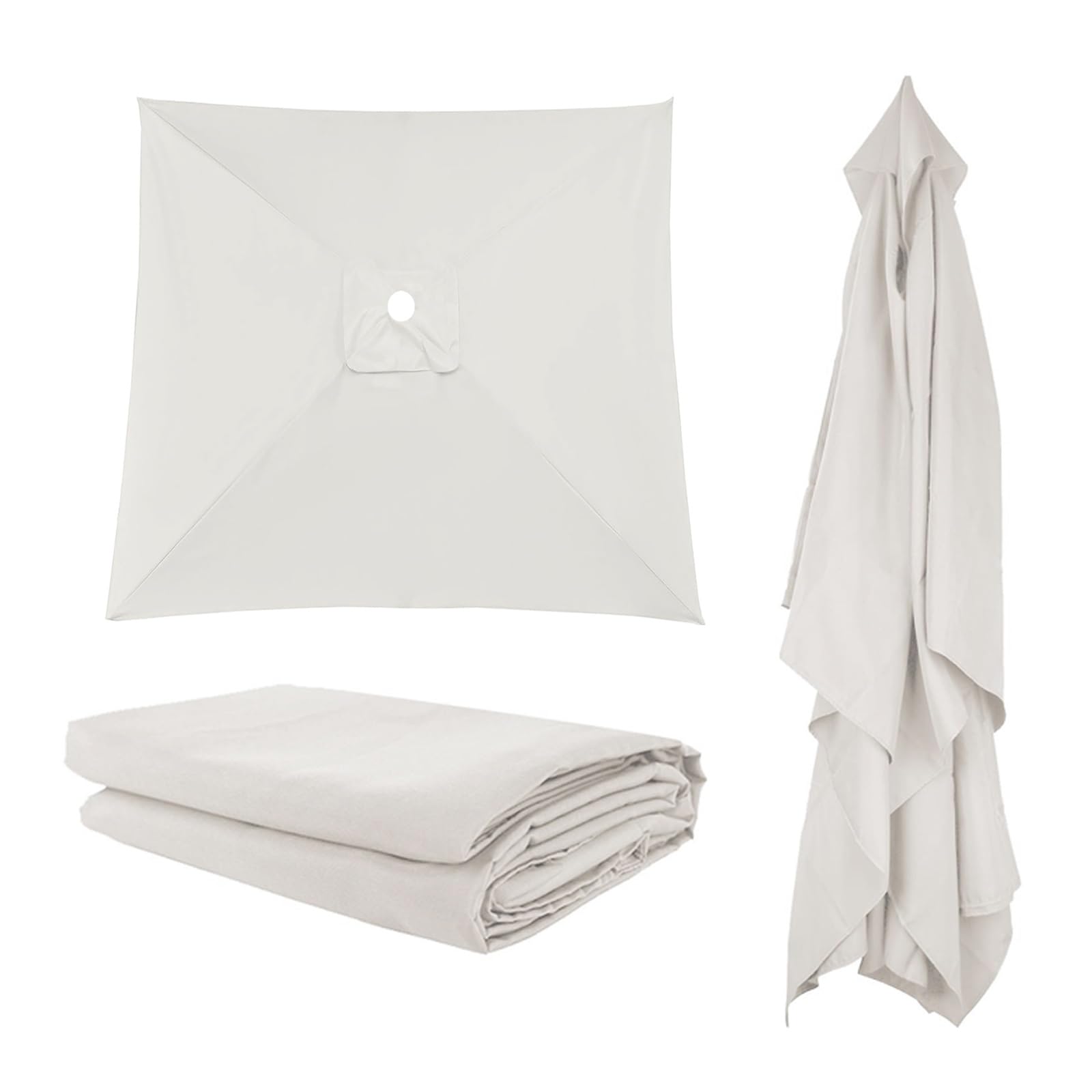 4 6 8Arms Outdoor Patio Umbrella Replacement Canopy, 2x2m 3x2m 3x3m Parasol Fabric Cover Umbrella Cloth, UV-Resistant, Washable, Square /Rectangle, For Market Table Deck Lawn Pool Garden(Off-white,3X3 โ image 1