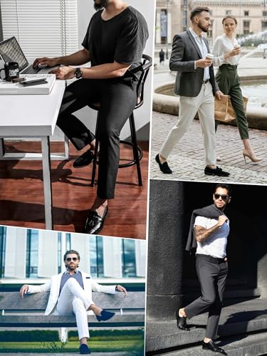 Mens 7/8 Business Casual Pants Lightweight Summer Dress Trousers Loose Taper Fit 6