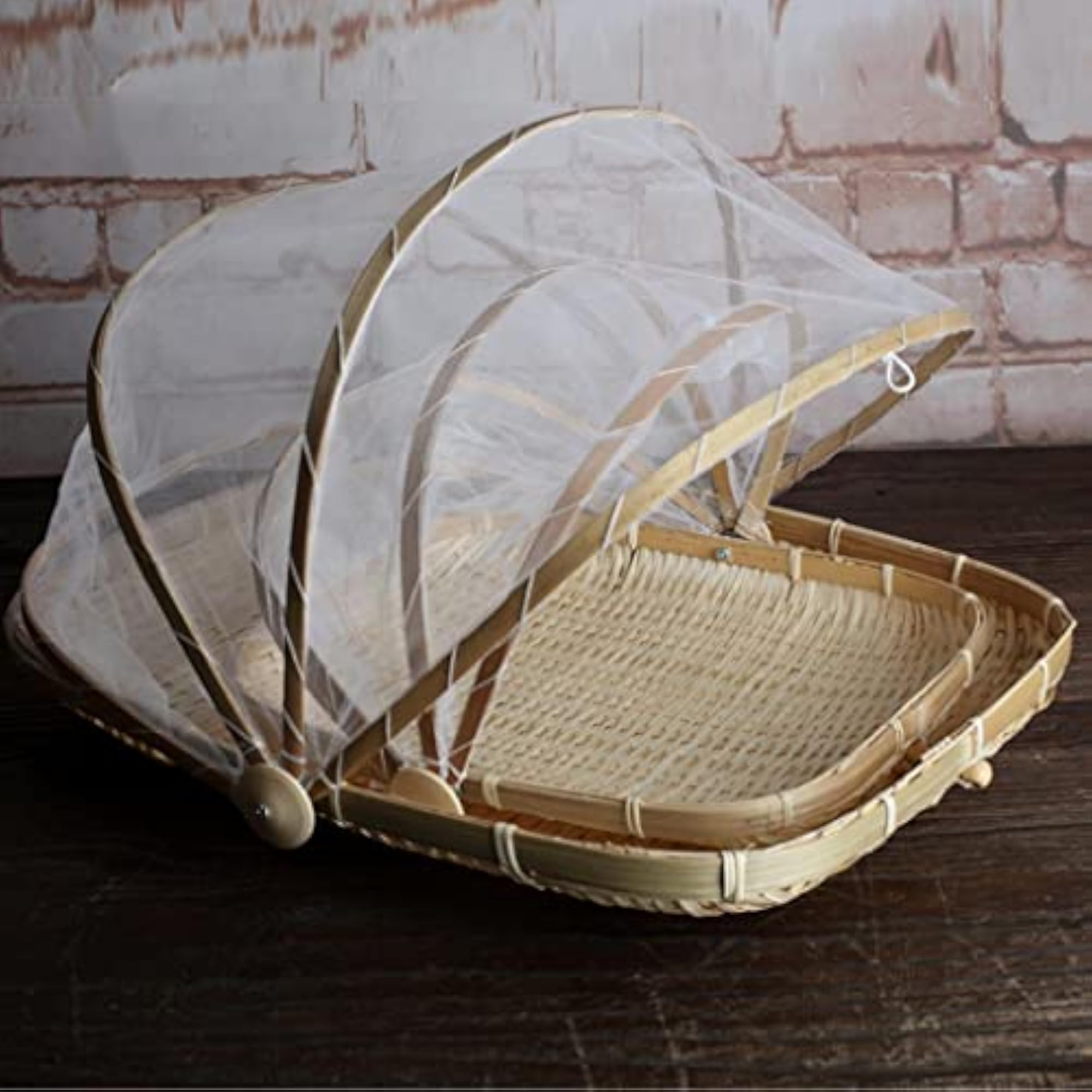 2pcs Bamboo Tent Basket for Outdoor Picnic