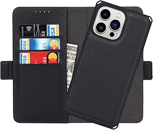 Étui pour iPhone 13 en cuir véritable noir, une housse élégante et antichoc - 3