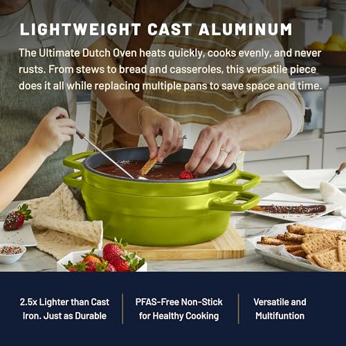 Image of All American 1930 - Dutch Oven - The Complete Set, Kelp Green - 7.75qt Capacity - Ideal for Family Meals & Versatile Cooking - Non Stick & PFAS Free - Made in the USA