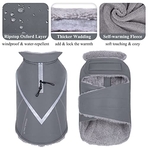 VIVAGLORY-Cold-Weather-Dog-Coats-Warm-Dog-Fleece-Vest-Jacket-with-Two-Way-Zipper-Opening-Dog-Coats-Pet-Jacket-with-Fleece-Lining-for-Small-Pets-Grey-XXS VIVAGLORY Cold Weather Dog Coats Warm Dog Fleece Vest Jacket with Two Way Zipper Opening Dog Coats Pet Jacket with Fleece Lining for Small Pets Grey XXS