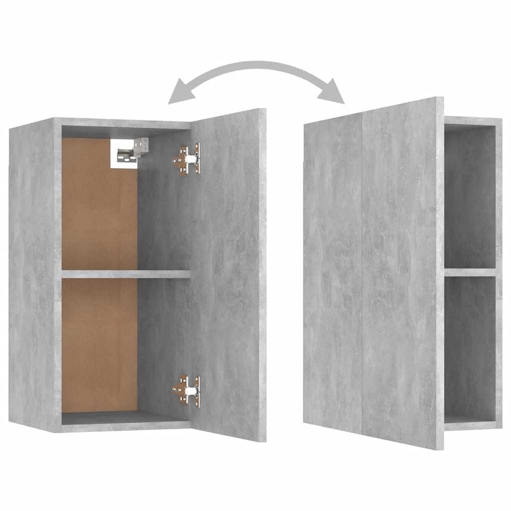 7-TLG. TV-Schrank-Set Betongrau, Holzwerkstoff, Hängend, Modernes Media-Center für Wohnzimmer, Schlafzimmer, Stauraum