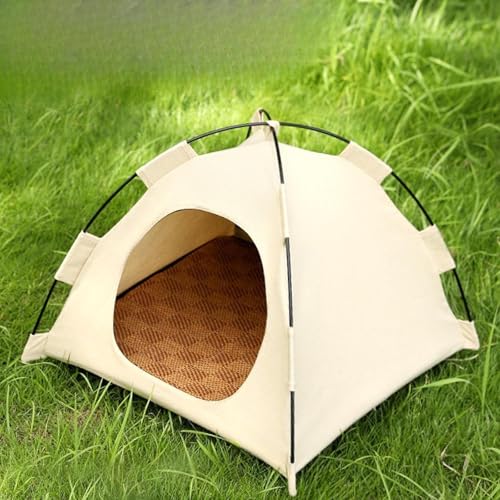 Image of Cat Dog Pet Tent Semi Enclosed Cat House for Indoor Cats Kitten Small Animal Beige | Pet Supplies | Cat Supplies | Beds