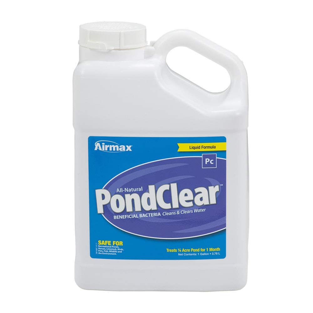 Airmax PondClear Pond Clarifier, Cleans Water & Eliminates Odor, Natural & Easy to Use Bacteria & Enzyme Packets, Safe for The Environment, Treats 1/4 Acre, 1 Month Supply, 1 Gallon
