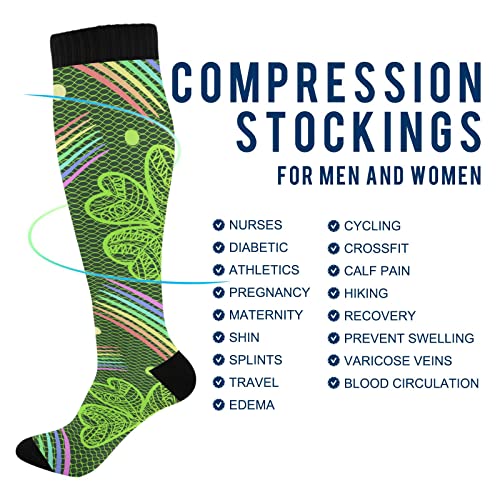 Image of Wusikd Heartbeat Symbol Compression Socks for Women and Men Circulation Black Long Socks for Athletic Running 1