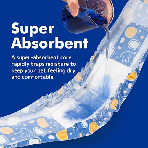 Image of MICOOYO Male Dog Diapers, Disposable Male Dog Wraps with Wetness Indicator, Super Absorbent | Leak Proof Doggie Diapers for Incontinence, Marking, Puppy Training, S, 12-19-inch Waist, 20 Counts