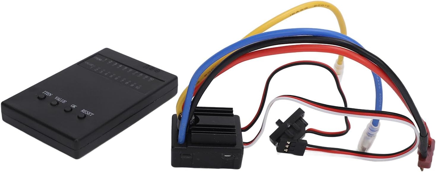80A Brushed ESC, Electronic Speed Controller and Program Card Set for 1/10 and 1/8 Scale RC Boat and Climbing Car