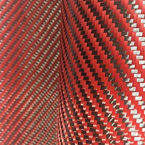 StickersLab - Hybridgewebe aus echter Kohlefaser und Aramid 190 g/m² 3K TWILL rot