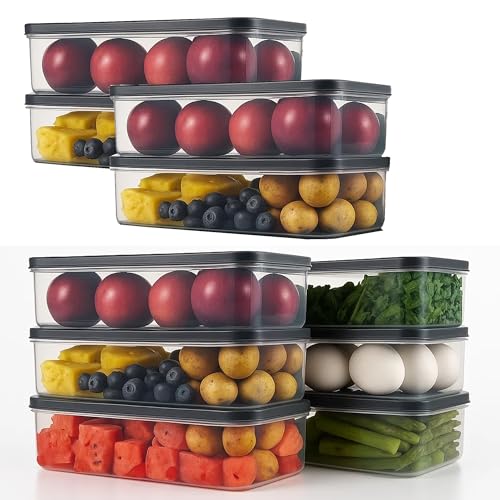 Image of Sulfar Air Tight Plastic Fridge Storage Containers Set for Kitchen (1200 ML, Pack of 10)