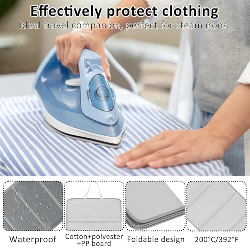 Hanging Ironing Mat for Clothes Foldable Steam Board for Steaming Clothes Over The Door Vertical Steamboard Press Pad Hanging Ironing Pad for Home and Travel,26.8 x 16 inches (Gray) by YEXEXINM - Used condition - Image 5