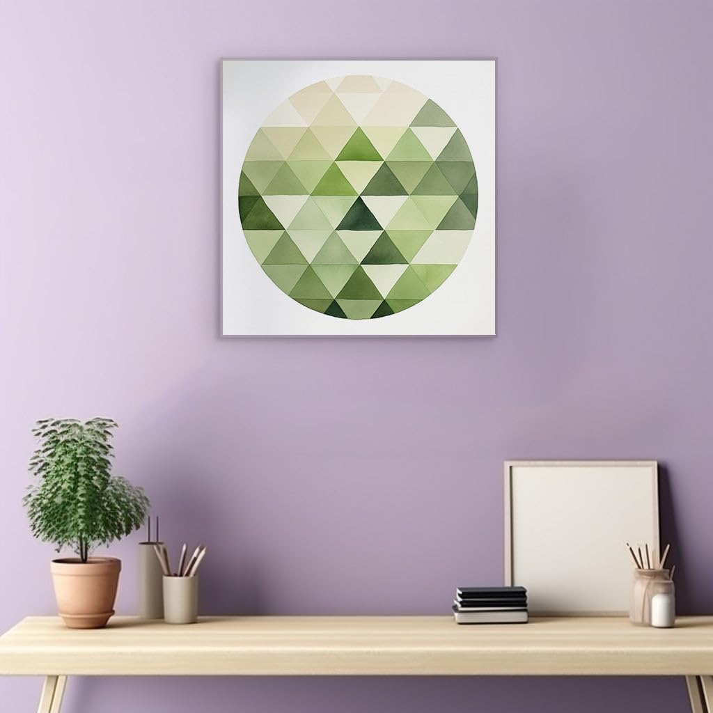 Canvas for Living room. Emerald Mosaic: A Study in Triangular Gradient Artistry, 27 x 18 inch Canvas Wall Art - Modern Home Decor - 69x46 cm (27x18 inch)