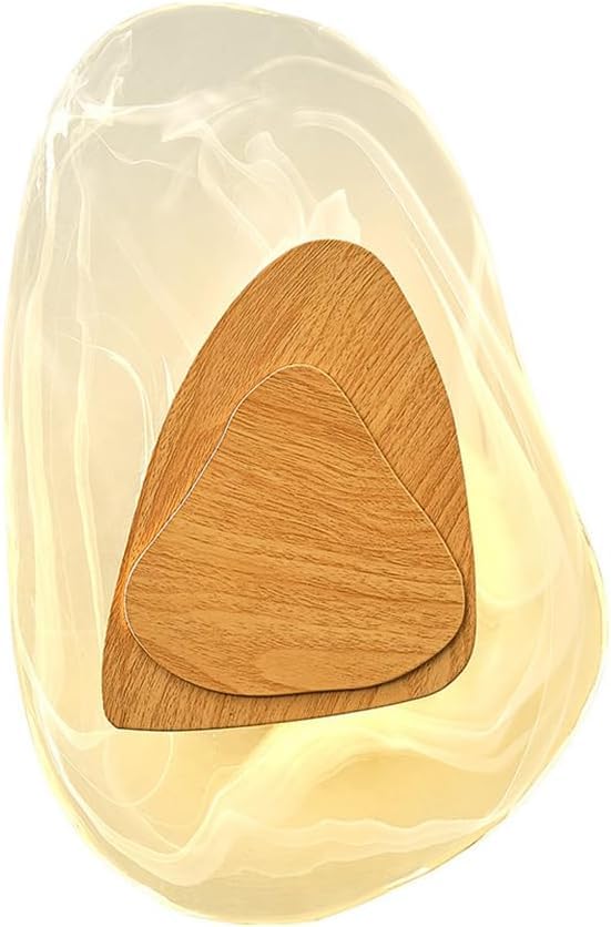Aplique minimalista de mediados de siglo con grano de madera y vidrio esmerilado