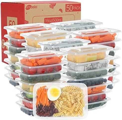 16oz Disposable Food Storage Containers with Airtight Lids, 50Pcs Reusable Deli Meal Prep Containers, Leakproof, Microwaveable, Dishwasher & Freezer Safe - Thumbnail 3