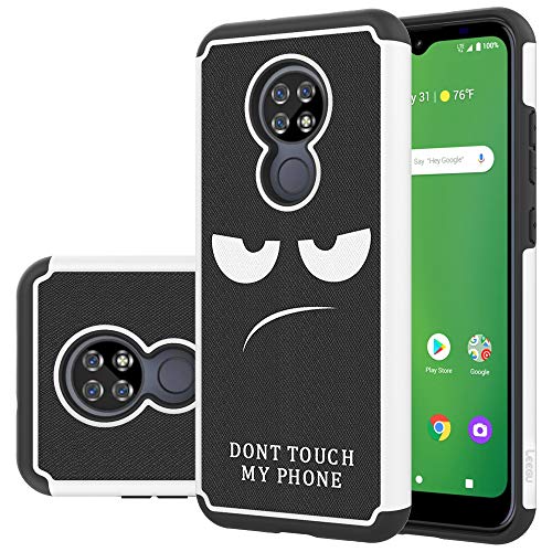 LEEGU for Cricket Ovation Case (U705AA) / AT&T Radiant Max Case (U705AC), Shock Absorption Dual Layer Heavy Duty Protective Silicone Plastic Cover Rugged Phone Case - Don't Touch My Phone